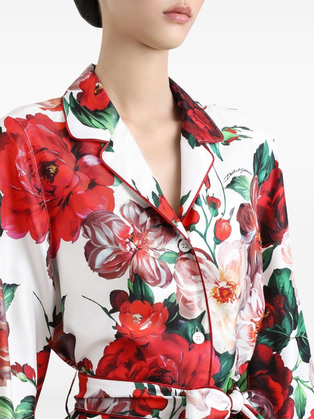 Rose-print twill shirt - 4