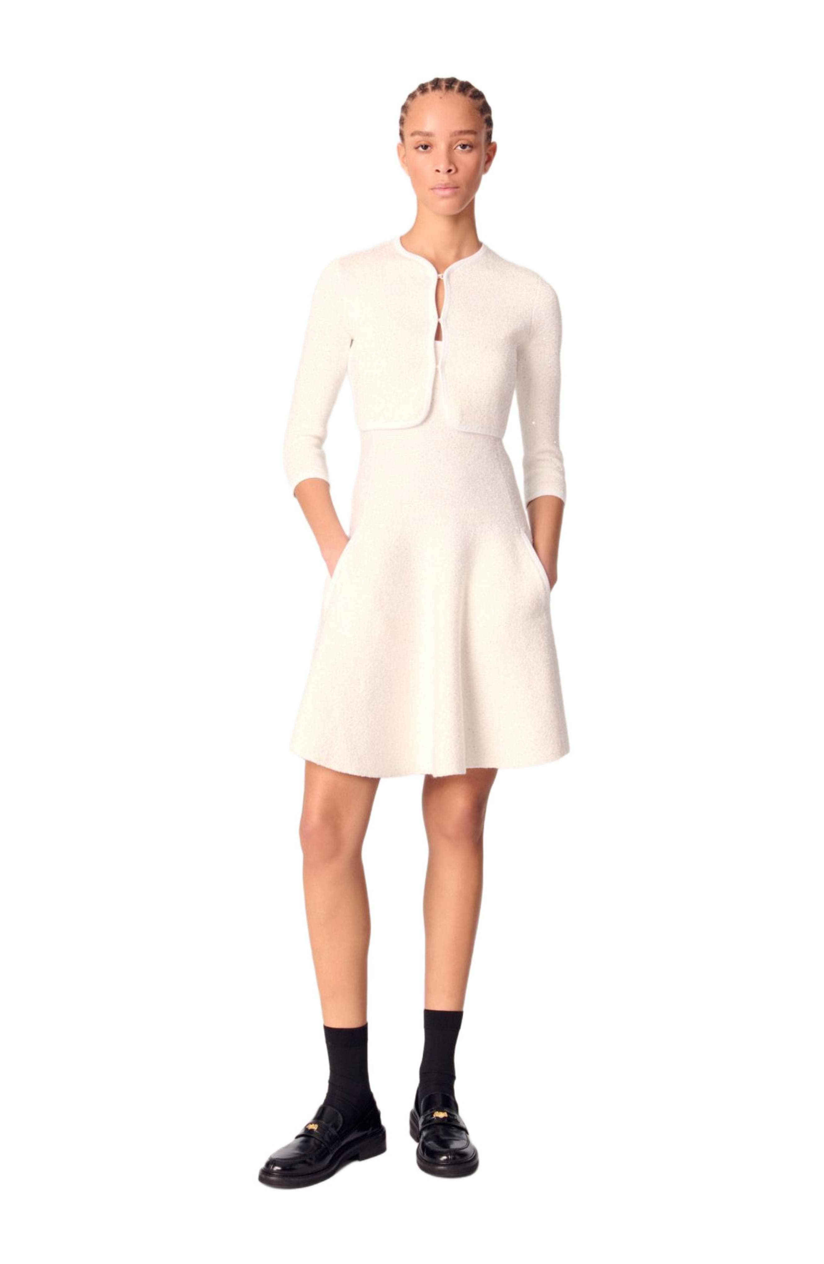 maje Cropped cardigan with rhinestones in White at Nordstrom - 1
