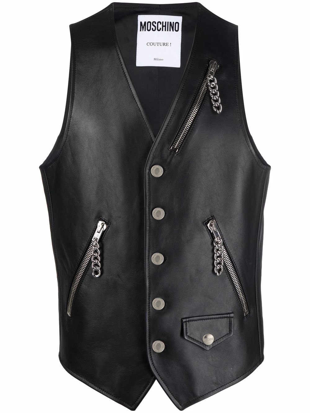 zip-pocket leather waistcoat - 1