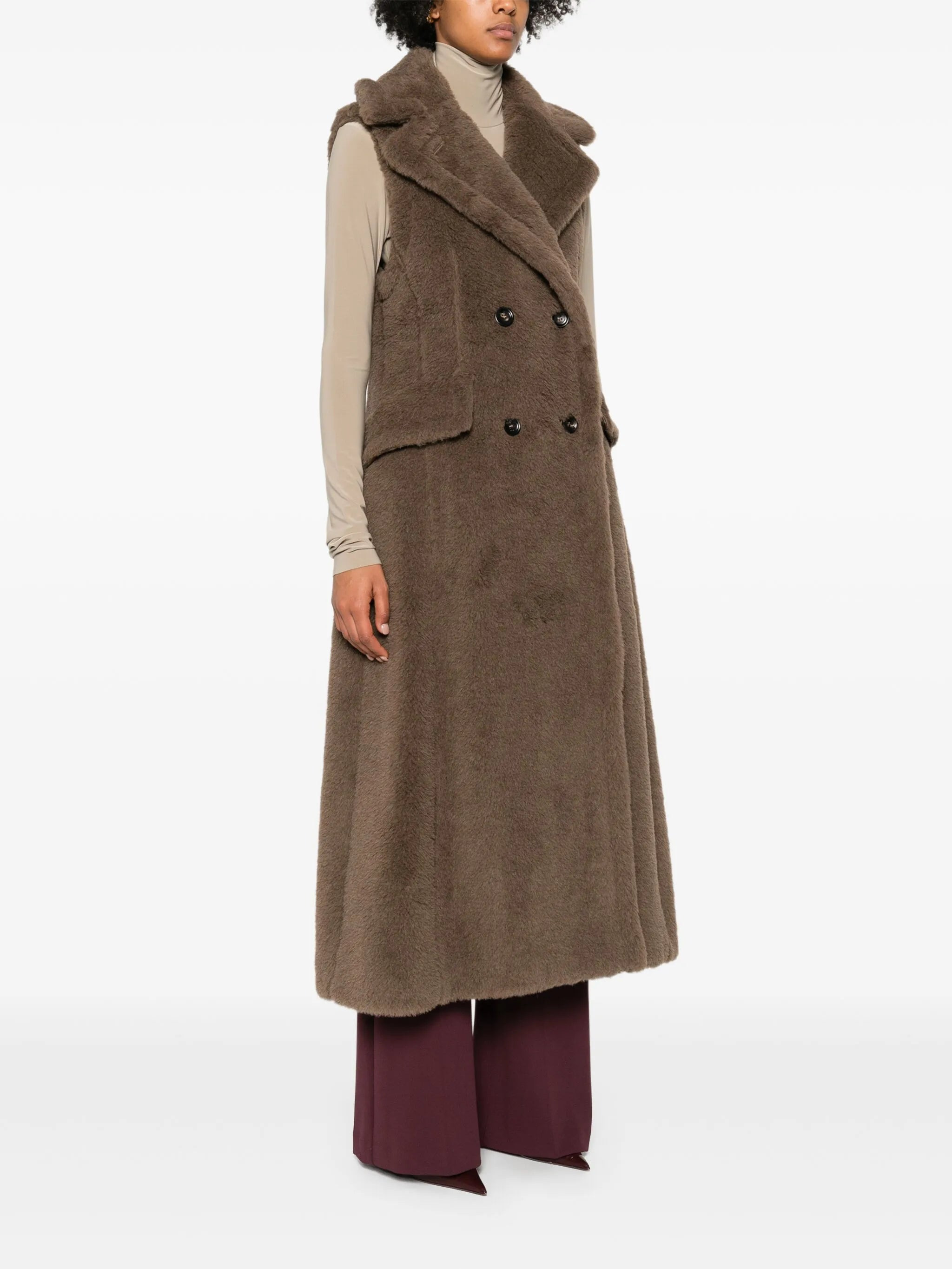 Boario double-breasted sleeveless coat - 3
