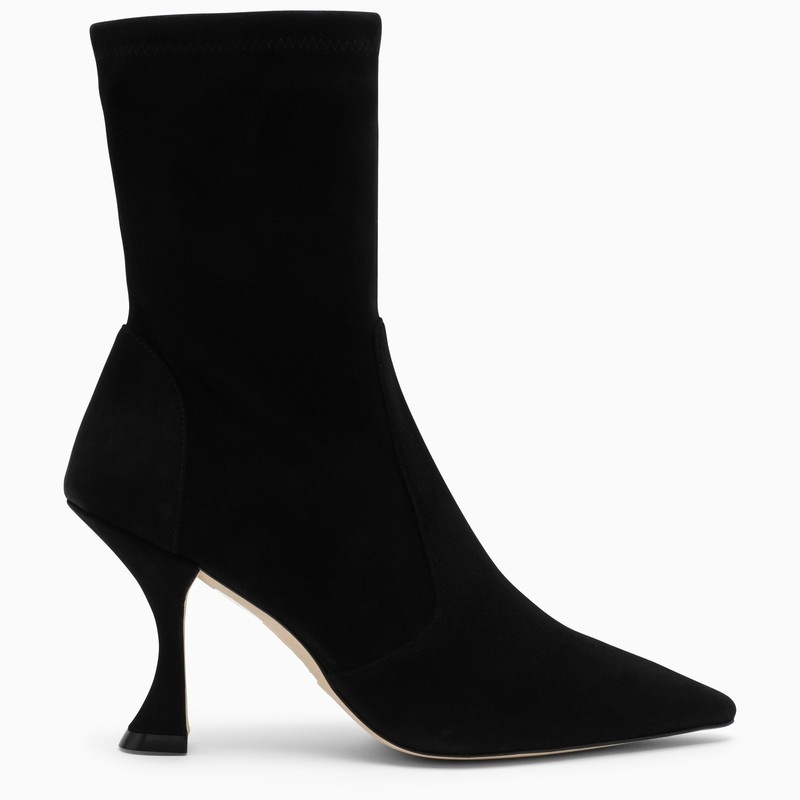 Black suede leather ankle boots - 1