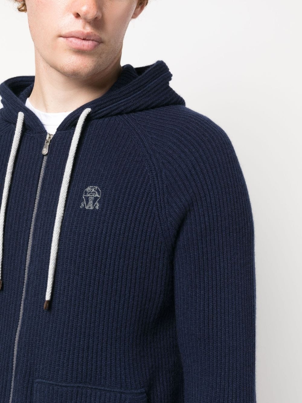 logo-embroidered zip-up hoodie - 5