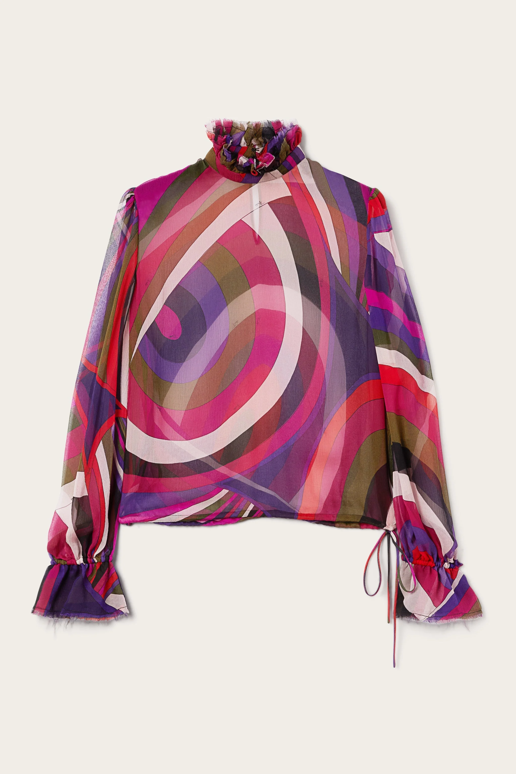 IRIDE PRINT BLOUSE WITH BALLOON SLEEVES - 1