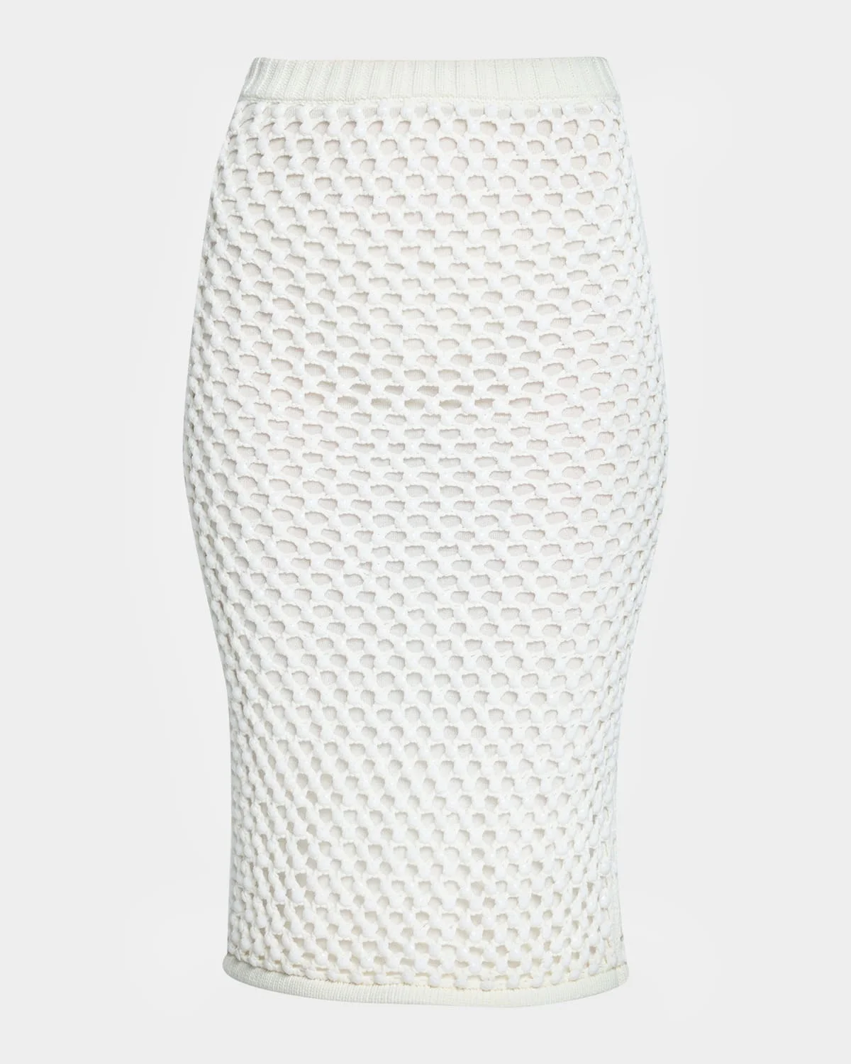 Spice Crystal Striped Crochet Knit Midi Skirt - 1