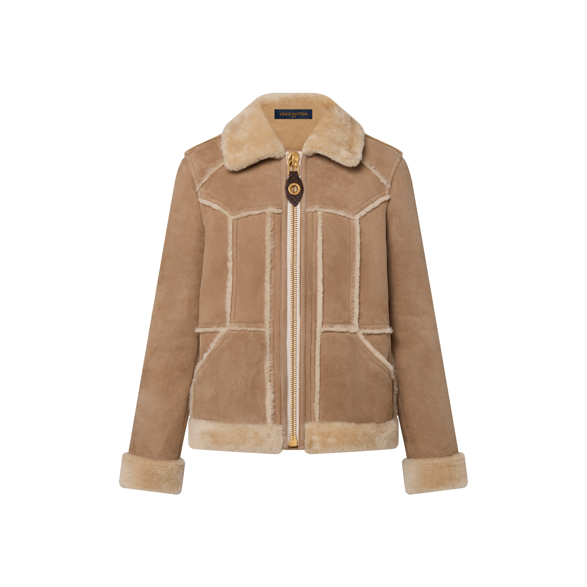 Topstitched Shearling Coat - 1