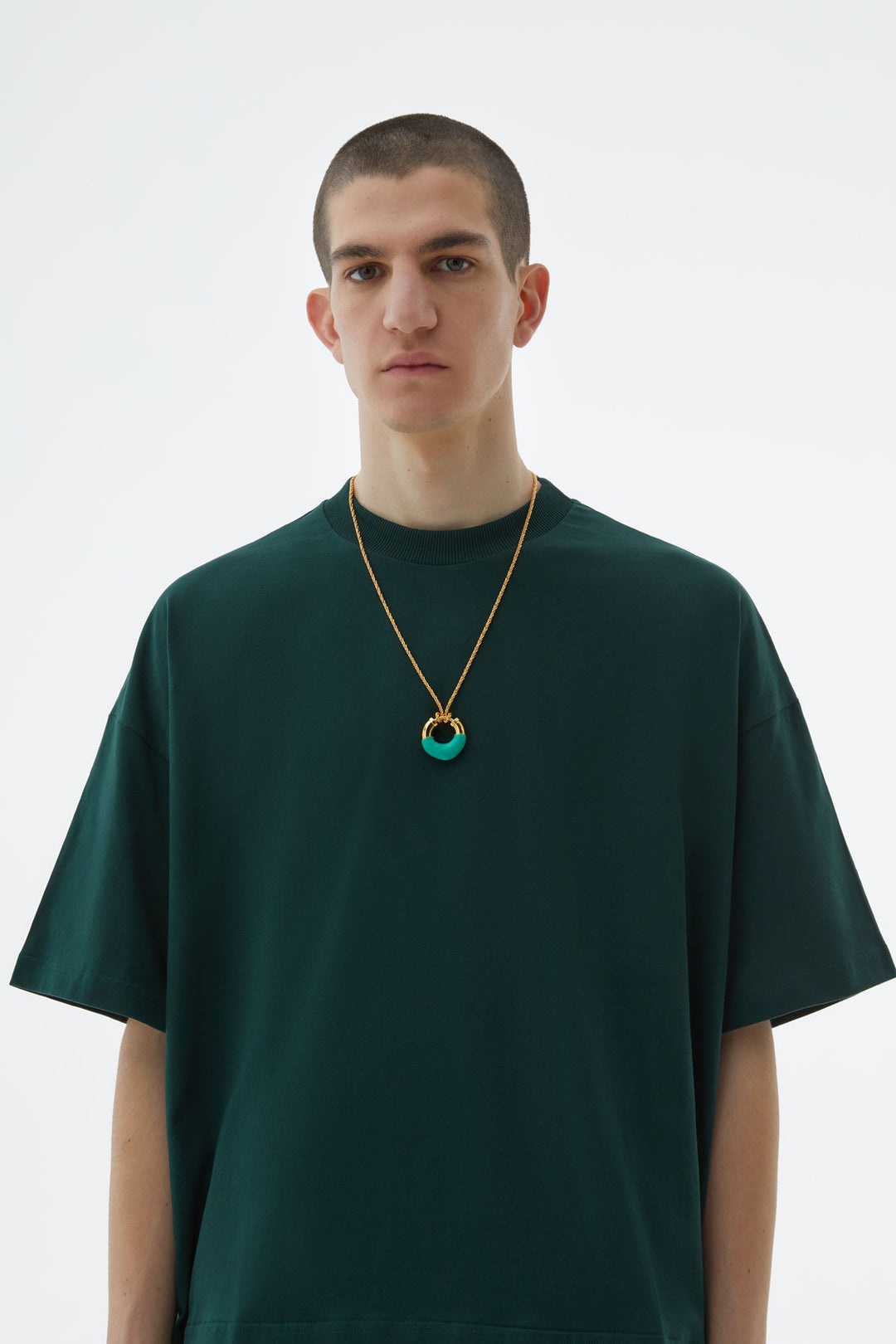 CORAL GREEN RUBBERIZED GOLD NECKLACE - 3
