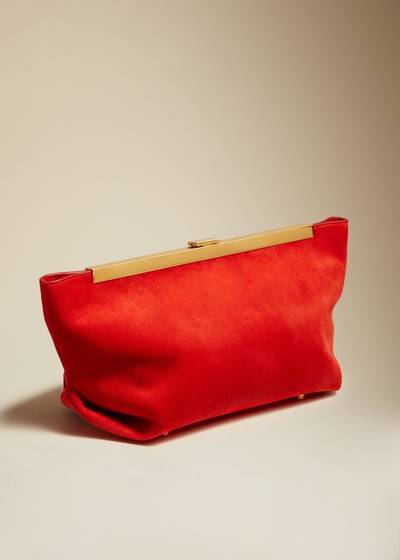 KHAITE The Aimee Clutch in Scarlet Suede outlook