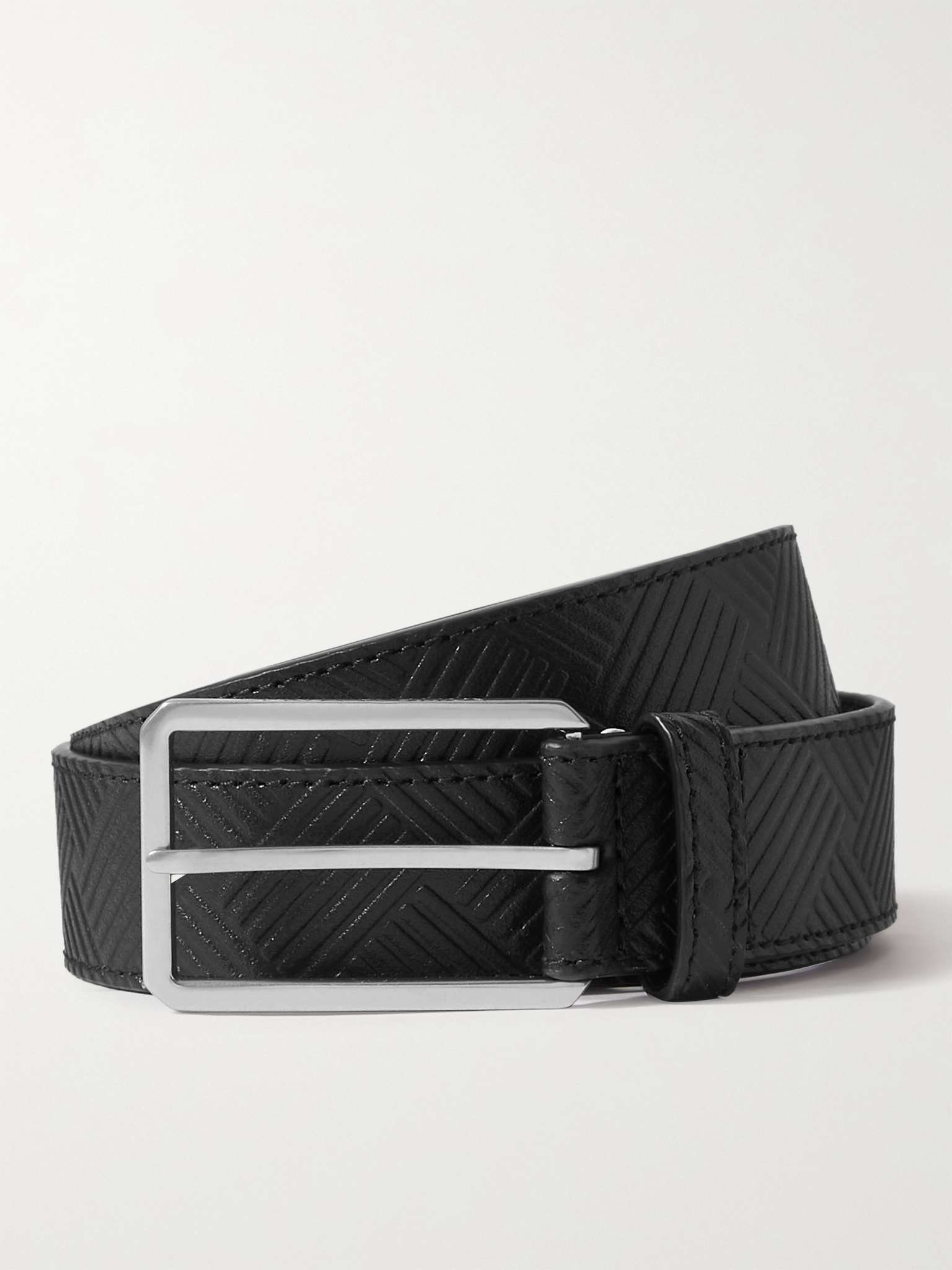 3cm Intrecciato-Debossed Leather Belt - 1