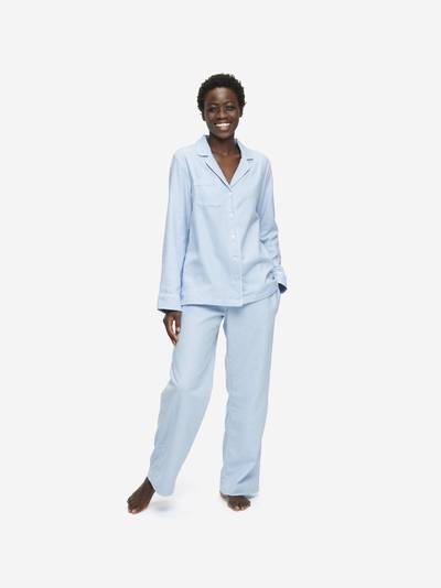 Derek Rose Women's Pyjamas Kelburn 23 Brushed Cotton Blue outlook
