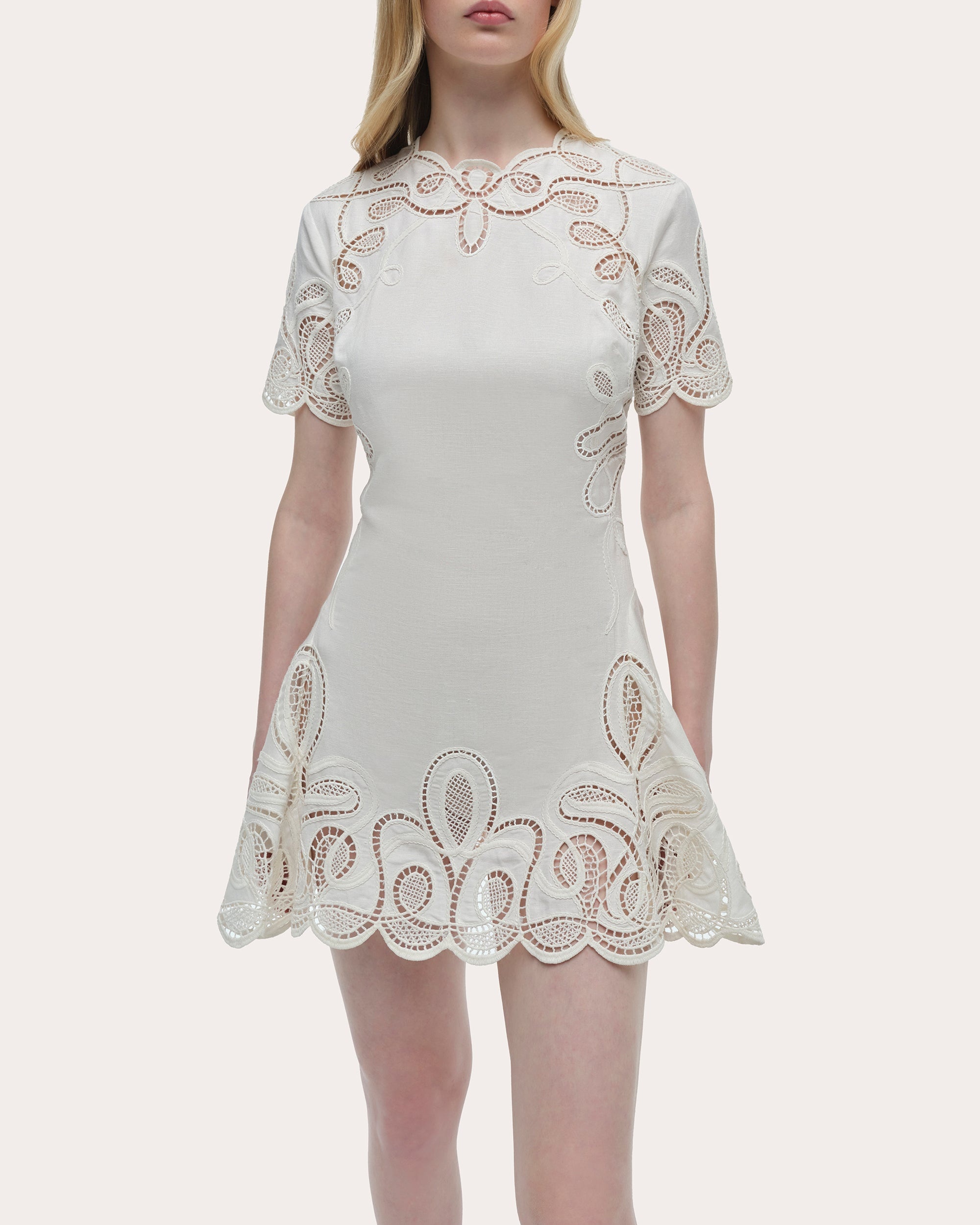 Morrigan Embroidered Short-Sleeve Mini Dress - 4