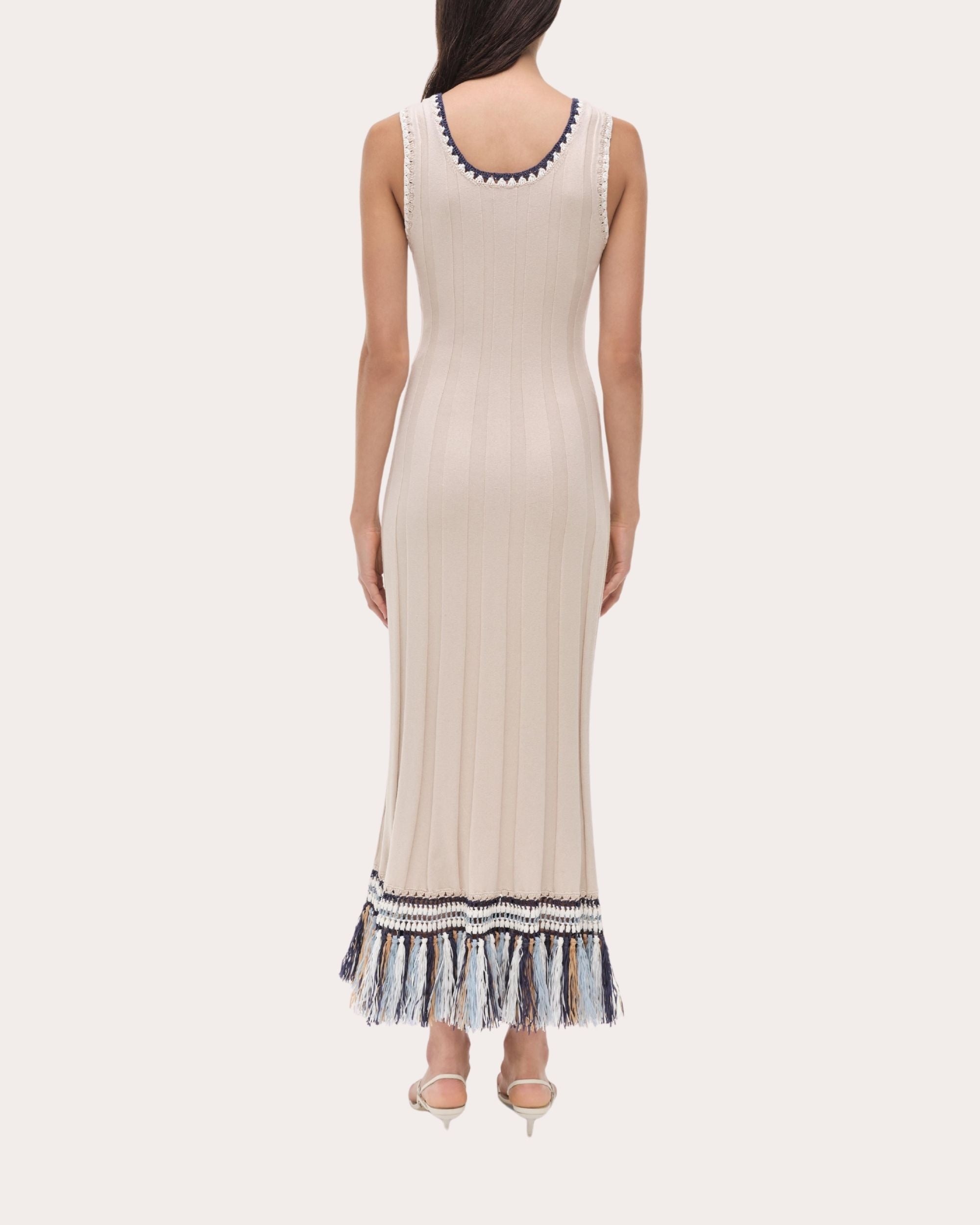 Julianna Ribbed Crochet-Trim Fringed Tank Dress - 2