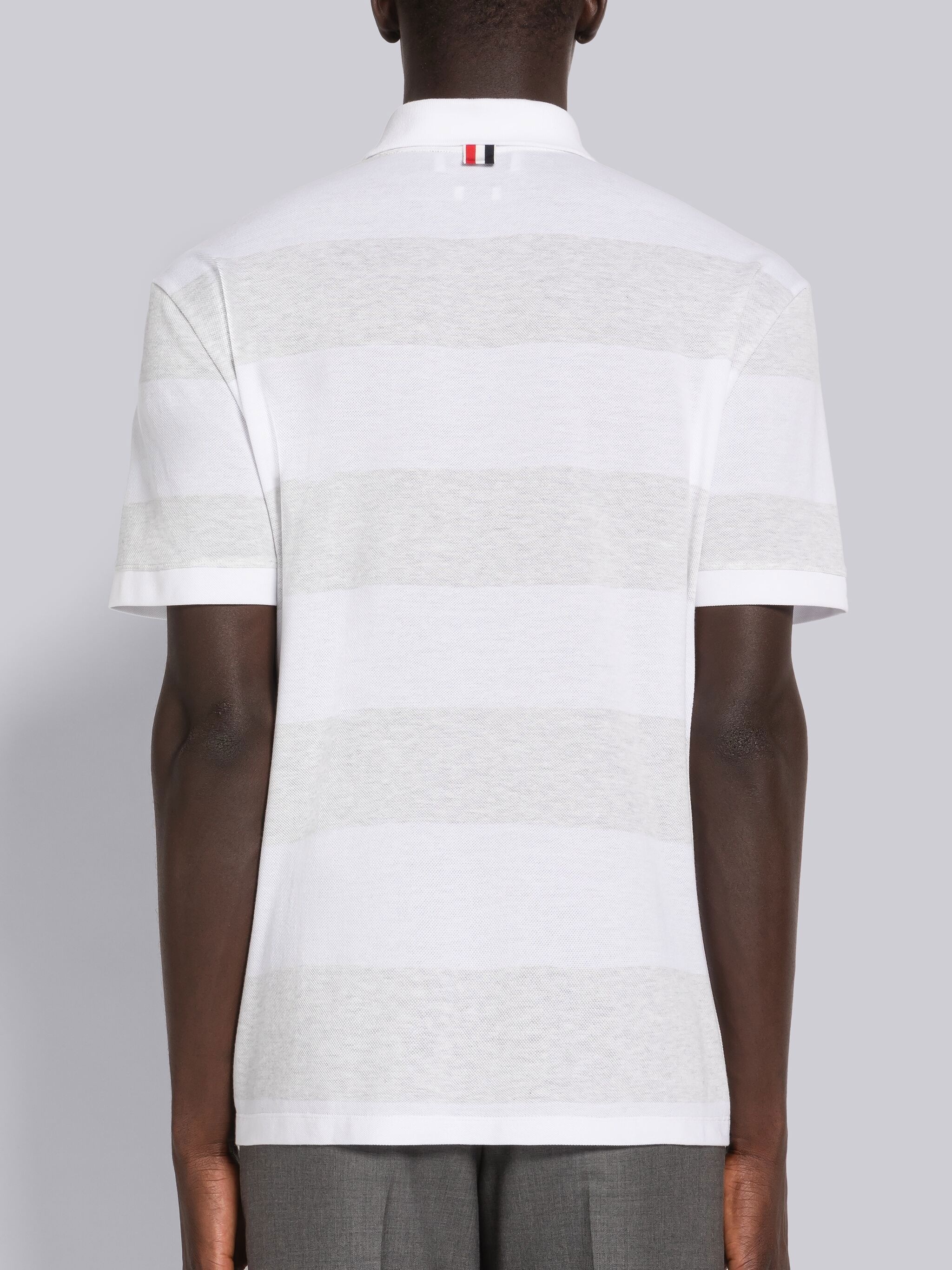 RUGBY STRIPE PIQUE FLOWER EMBROIDERY OVERSIZED SHORT SLEEVE POLO - 3