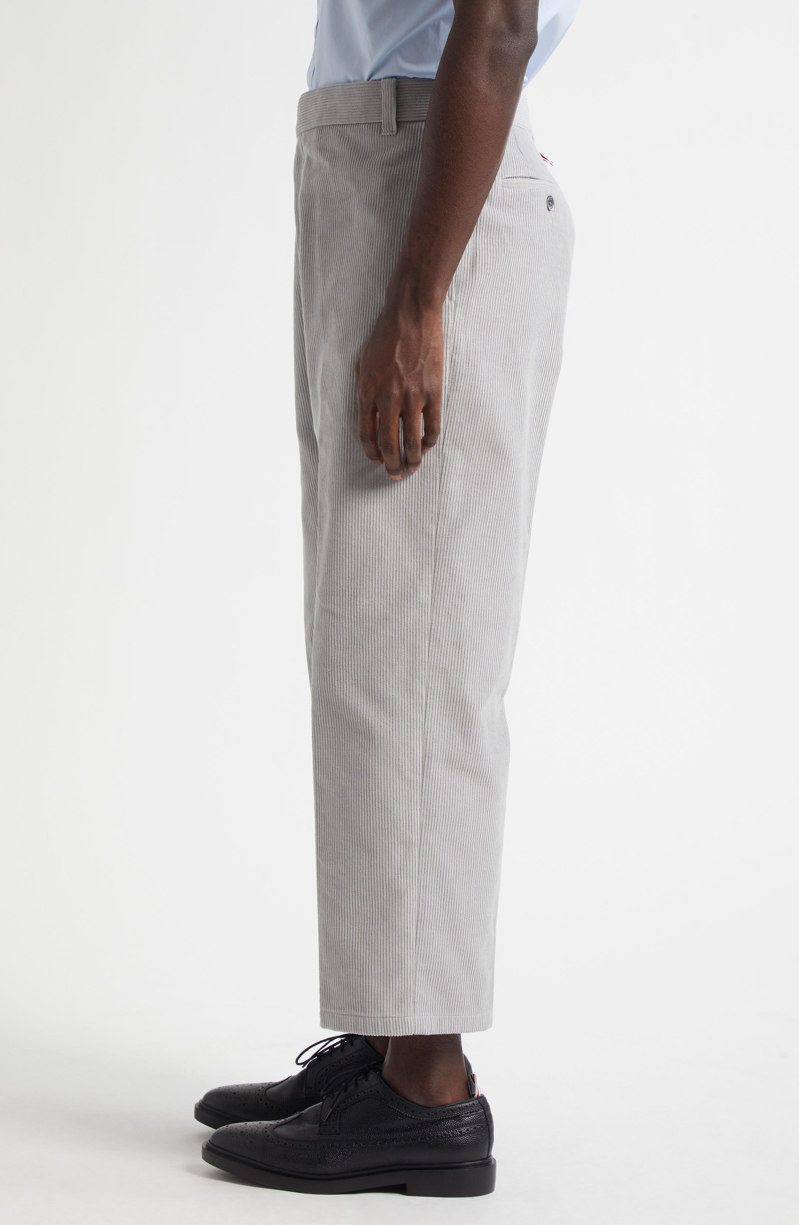 Thom Browne Unconstructed Straight Leg Cotton Corduroy Pants in Light Grey at Nordstrom - 4