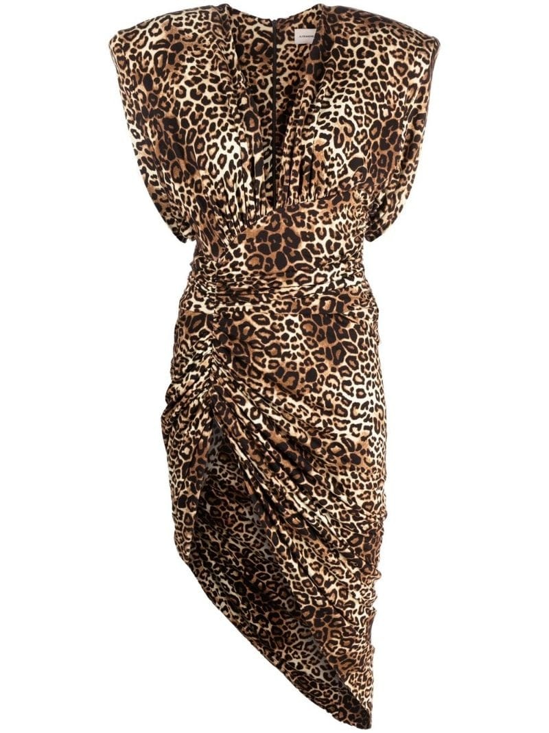 leopard-print ruched dress - 1