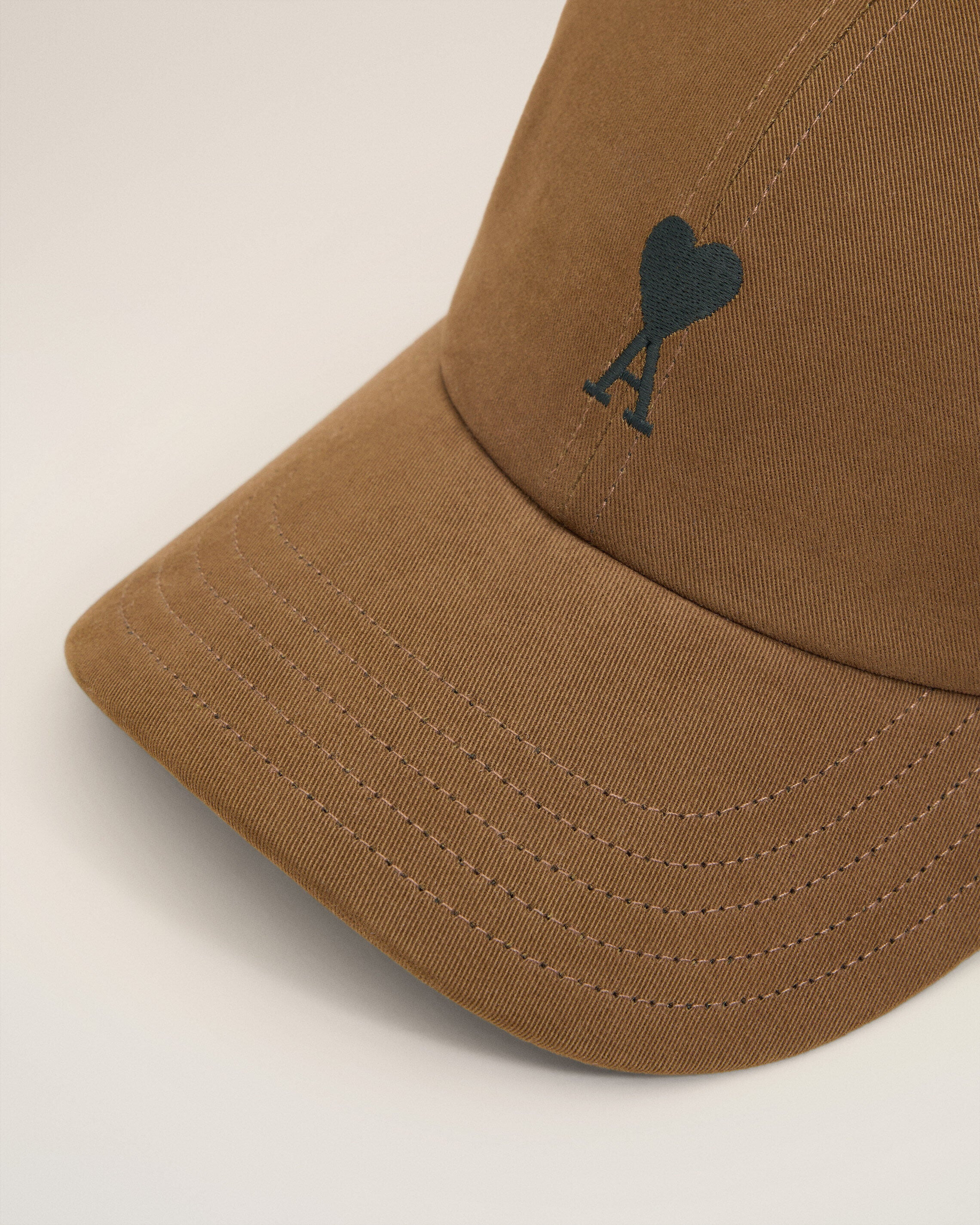 BROWN COTTON AMI DE COEUR EMBROIDERY CAP - 3