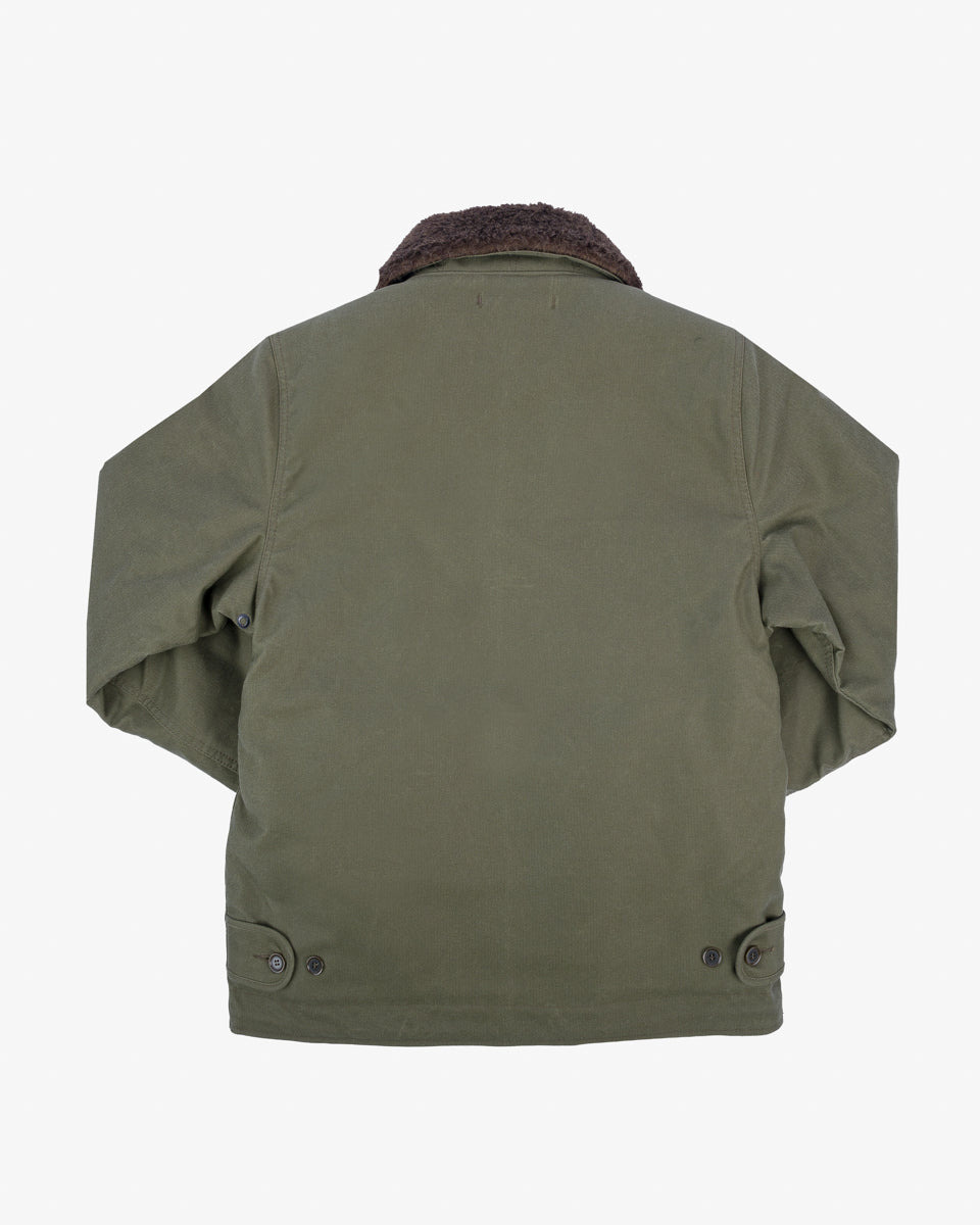 IHM-37-GRN Oiled Whipcord N1 Deck Jacket - Army Green - 5