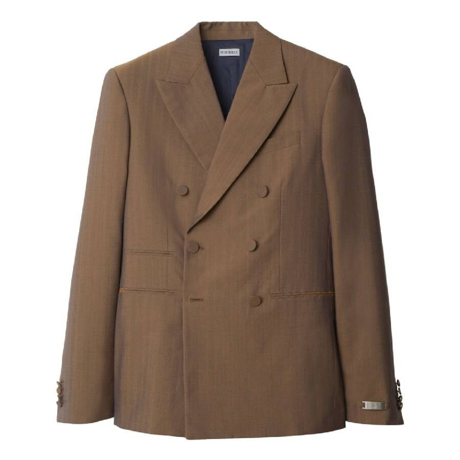 Burberry Herringbone Double-Breasted Wool Blazer - 5