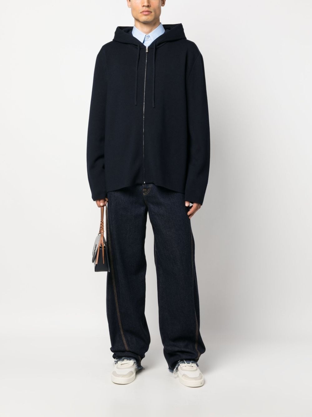 LOGO-EMBROIDERED KNIT WOOL-BLEND HOODIE - 5