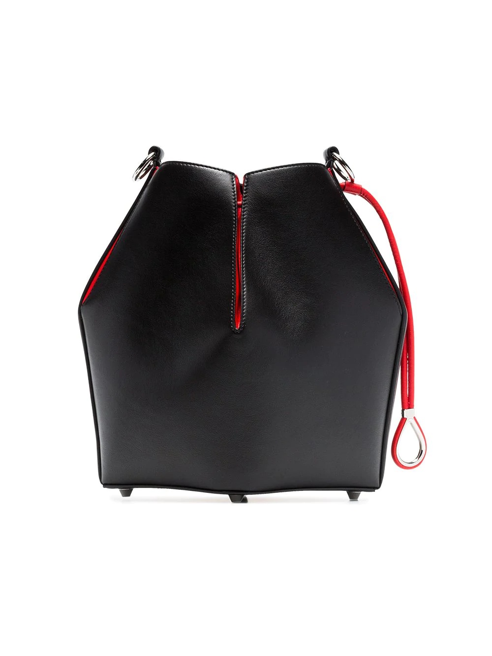 black and red Bucket leather bag - 3