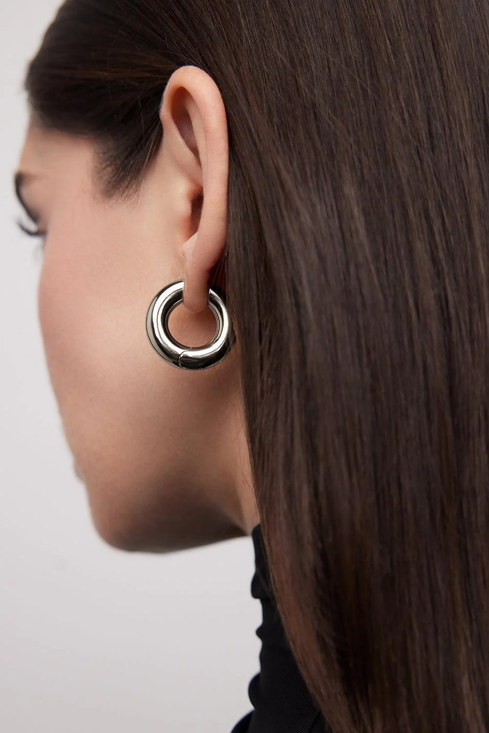 Micro Samira Hinged Huggie Earrings - Silver - 1