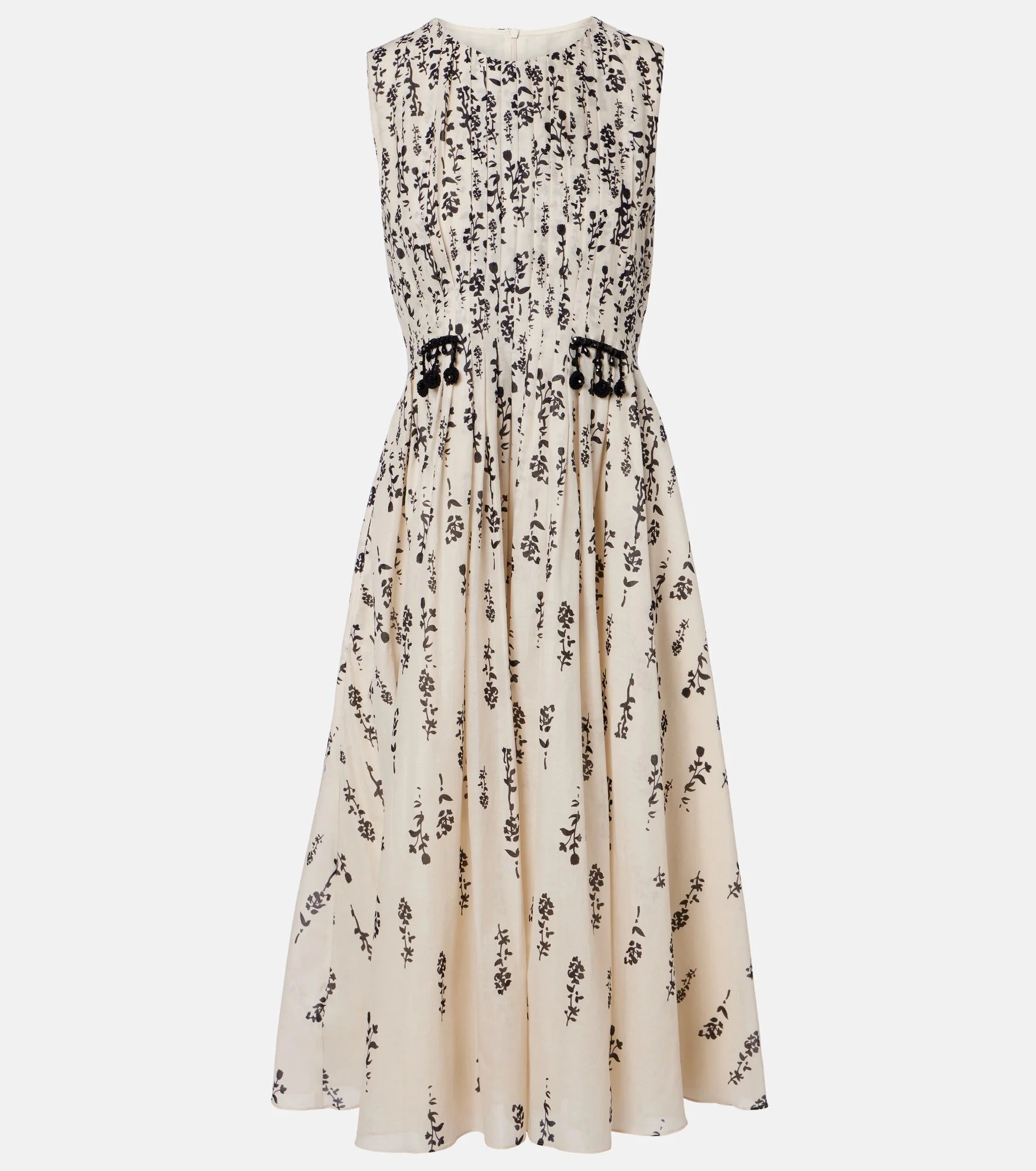 Embellished floral cotton voile midi dress - 1