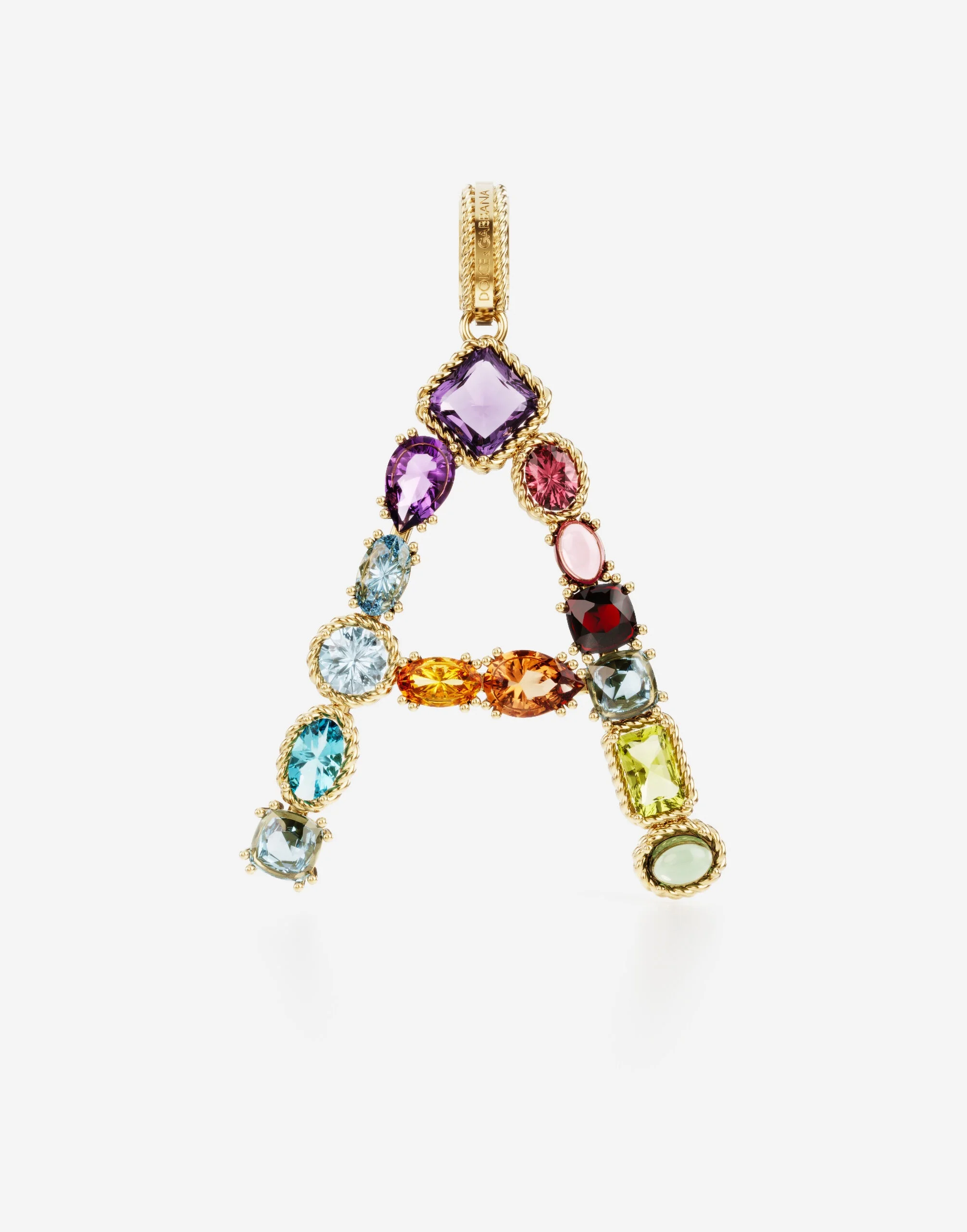 Charm A Lettering 18-carat yellow gold and multicolored gems - 1