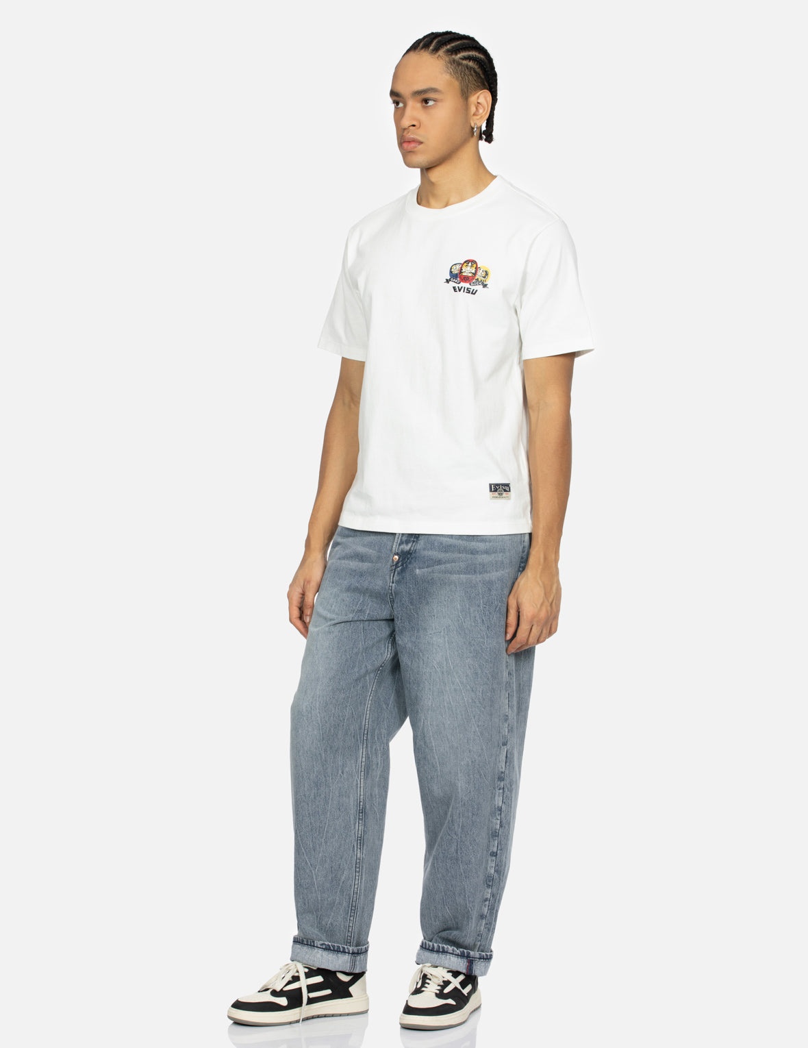 Brush Seagull Print Fashion Loose Fit Jeans - 4