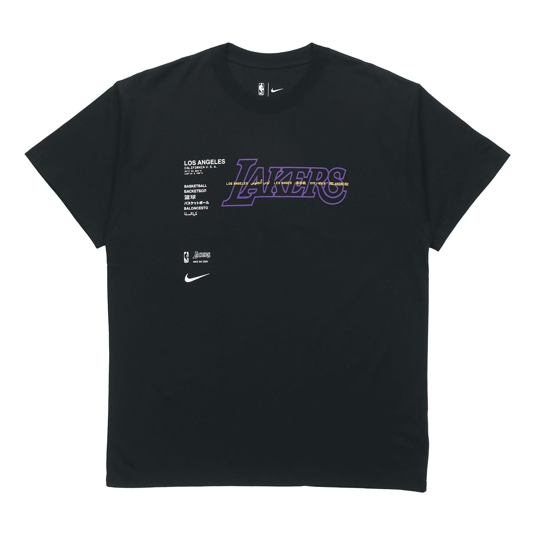 Nike NBA Courtside Los Angeles Lakers Short Sleeve Training Black CK8028-010 - 1