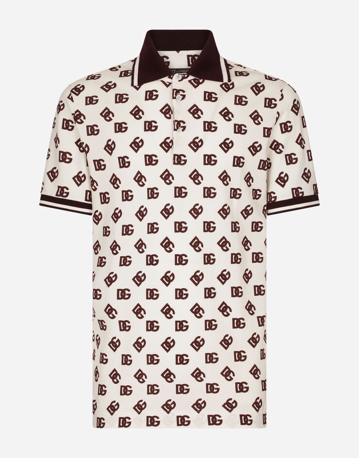 Cotton piqué polo-shirt with DG logo print - 3