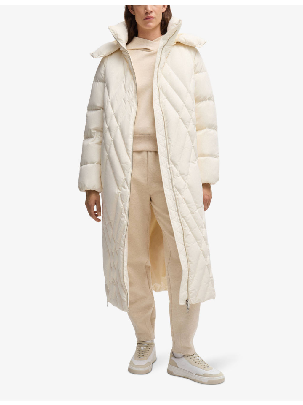Diamond-quilted hooded shell-down coat - 2