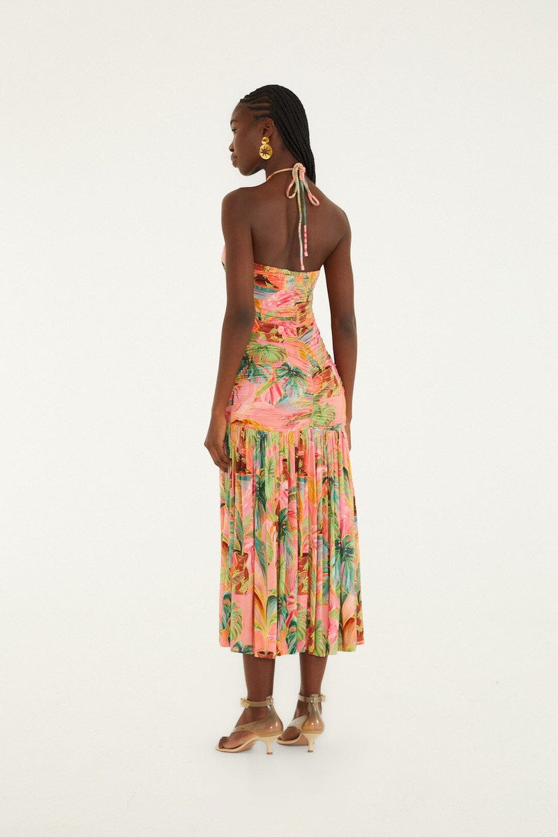 Soft Pink Pool Time Ruched Sleeveless Midi Dress 3