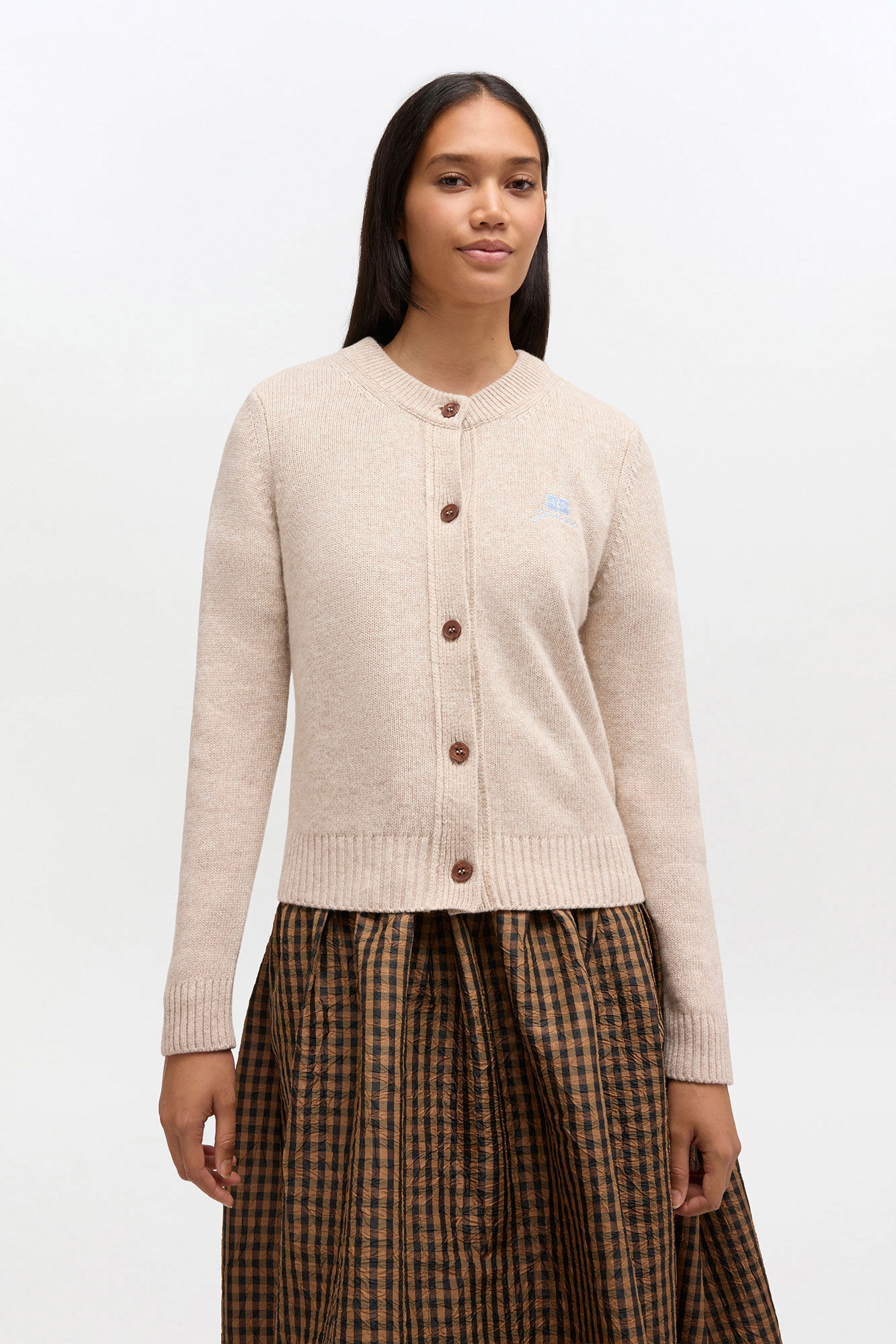 BEIGE WOOL MIX CARDIGAN - 3