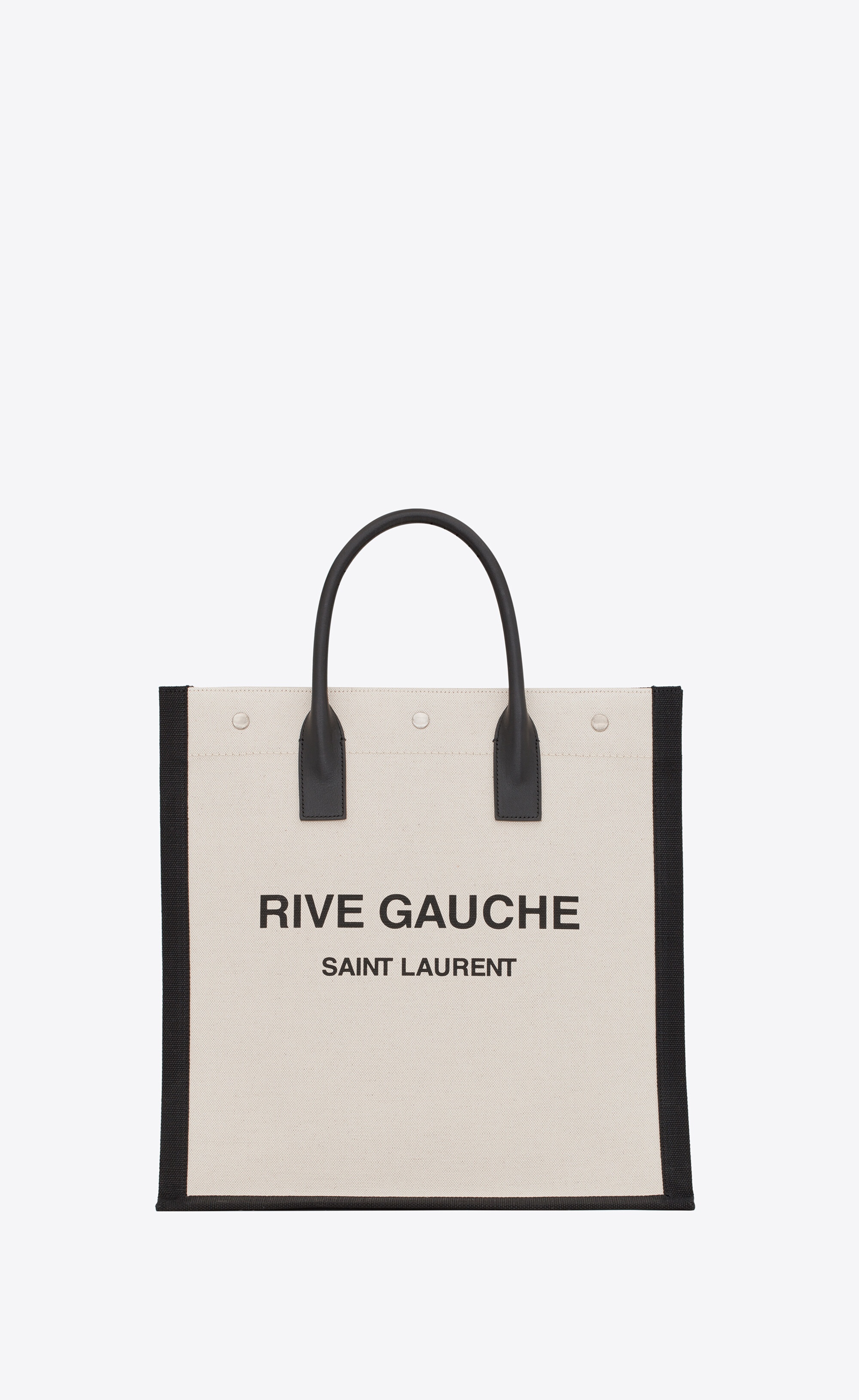 rive gauche north/south tote bag in printed linen and leather - 1