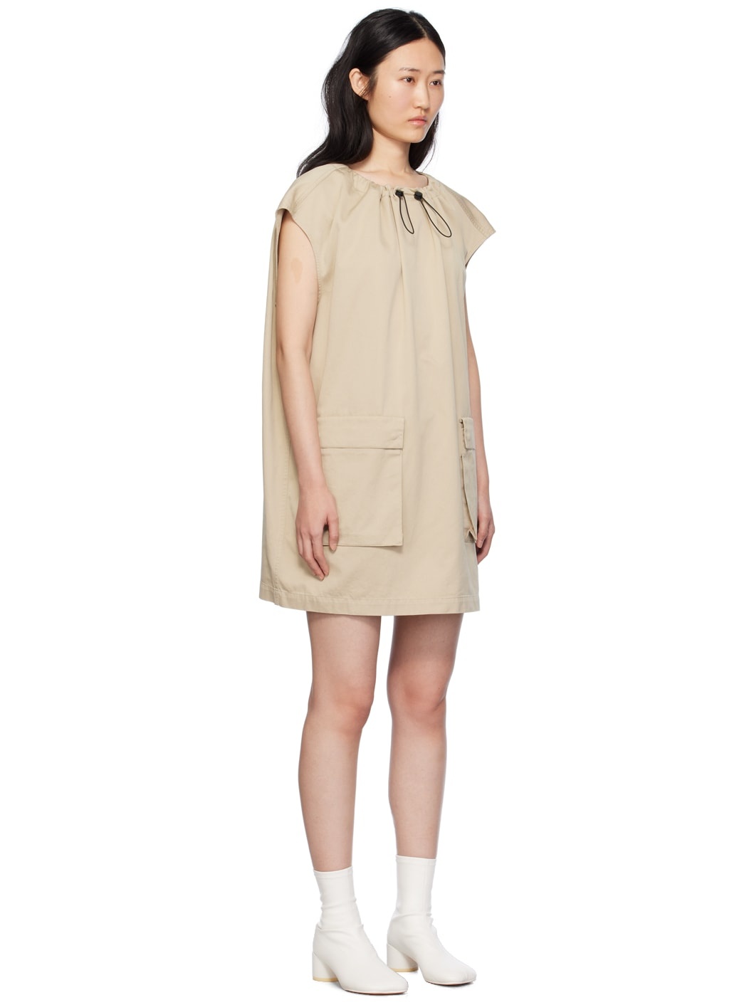 Beige Gathered Minidress - 2