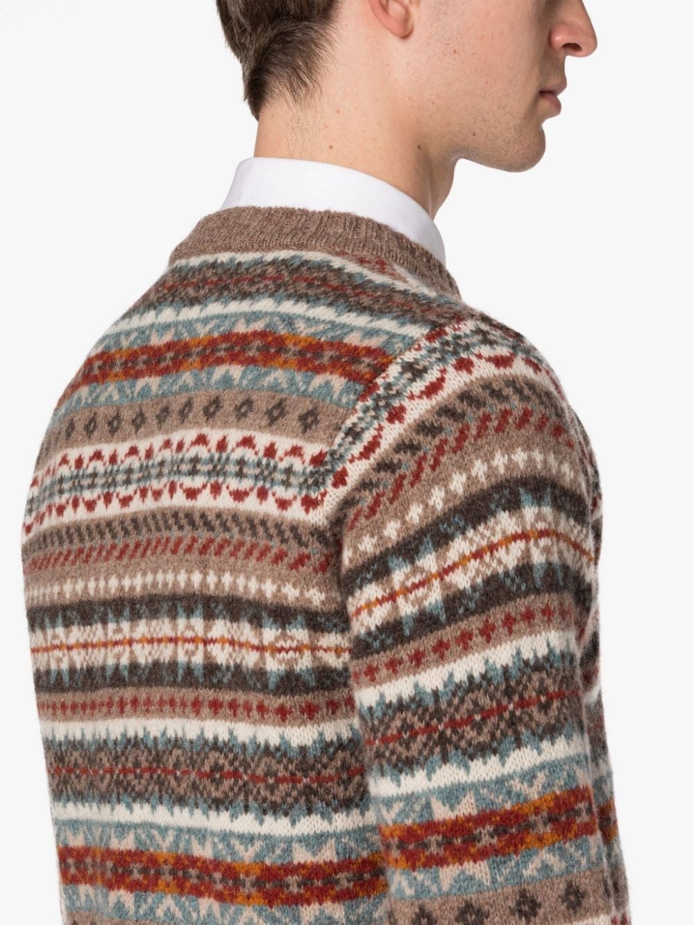 IMPULSE NUTMEG WOOL FAIR ISLE CREWNECK SWEATER - 5