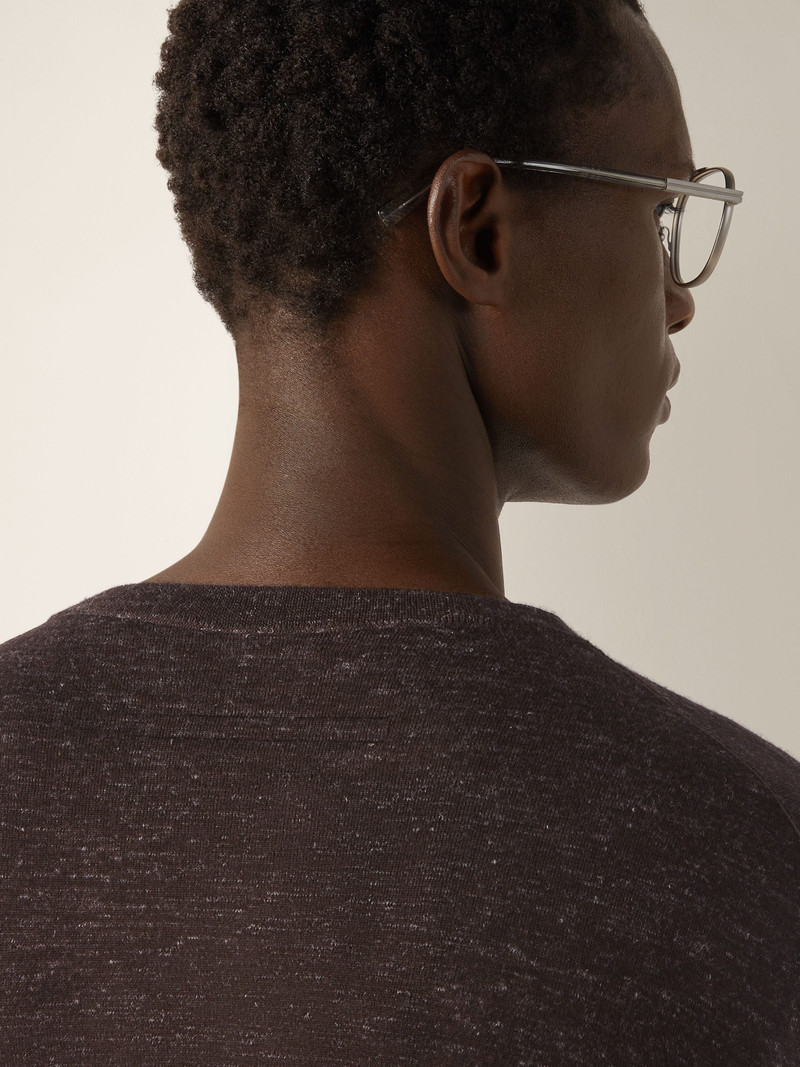 ZEGNA DARK BROWN MÉLANGE SILK CASHMERE AND LINEN CREWNECK outlook