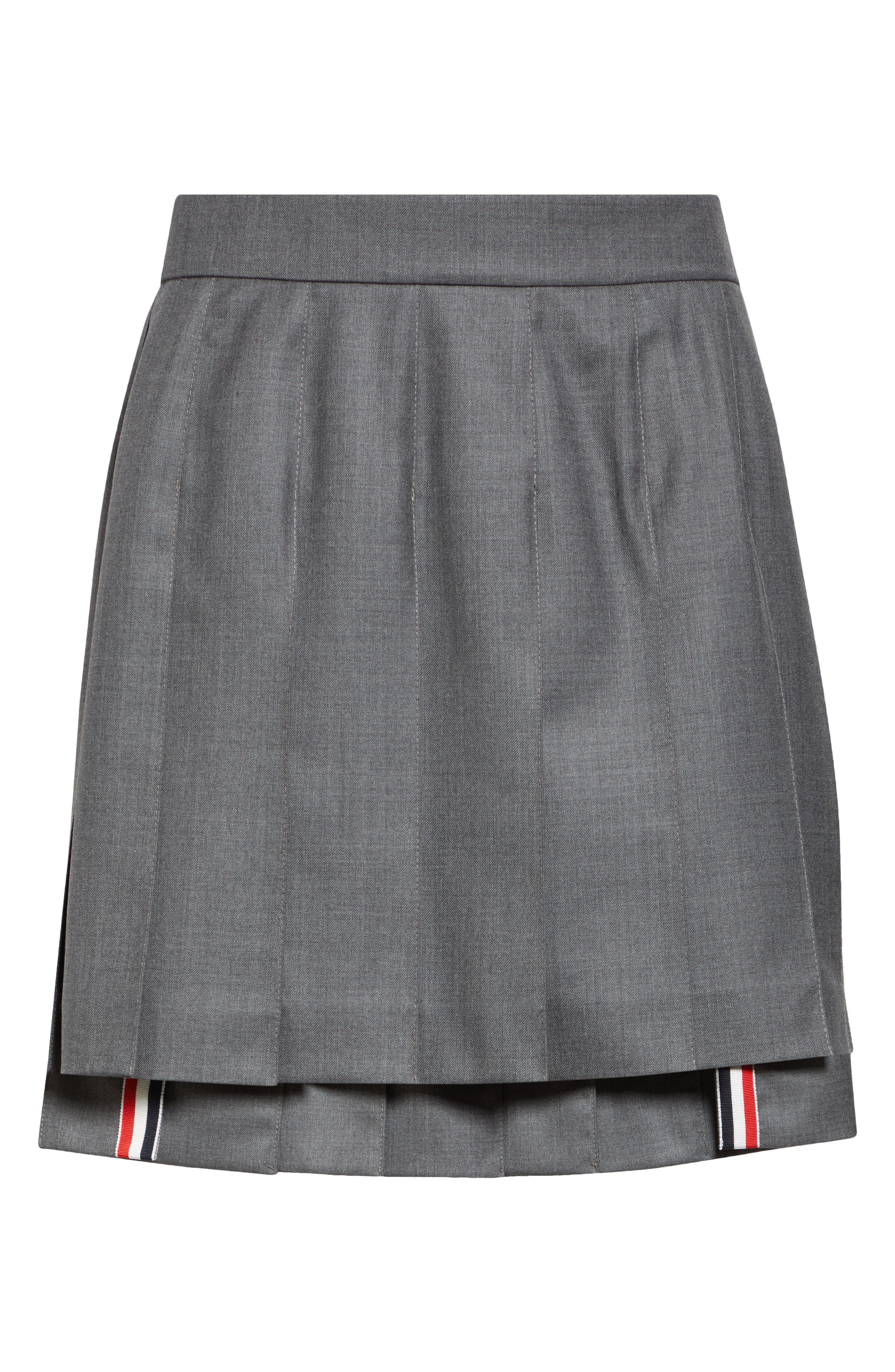 Thom Browne Drop Back Pleated Wool Miniskirt in Medium Grey at Nordstrom - 6