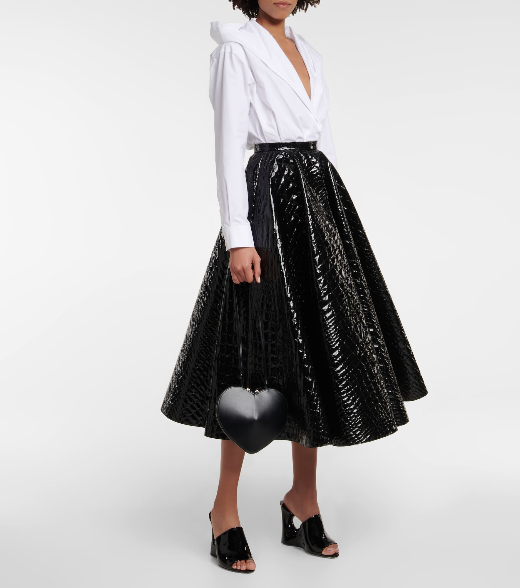 Croc-effect midi skirt - 2