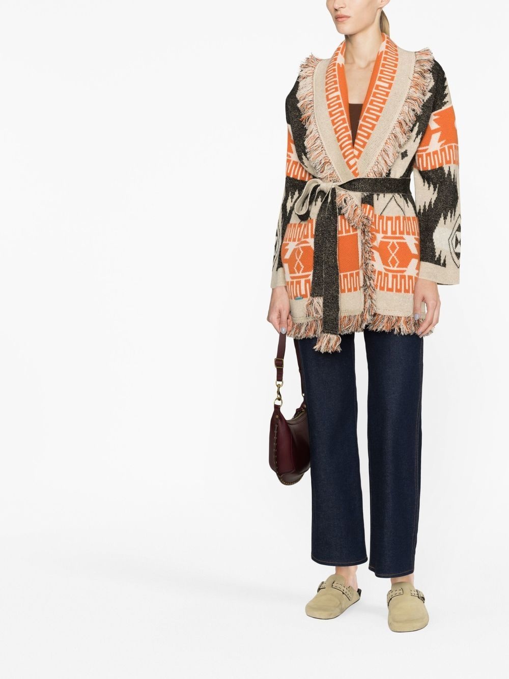 jacquard-print tie-front cardigan - 2