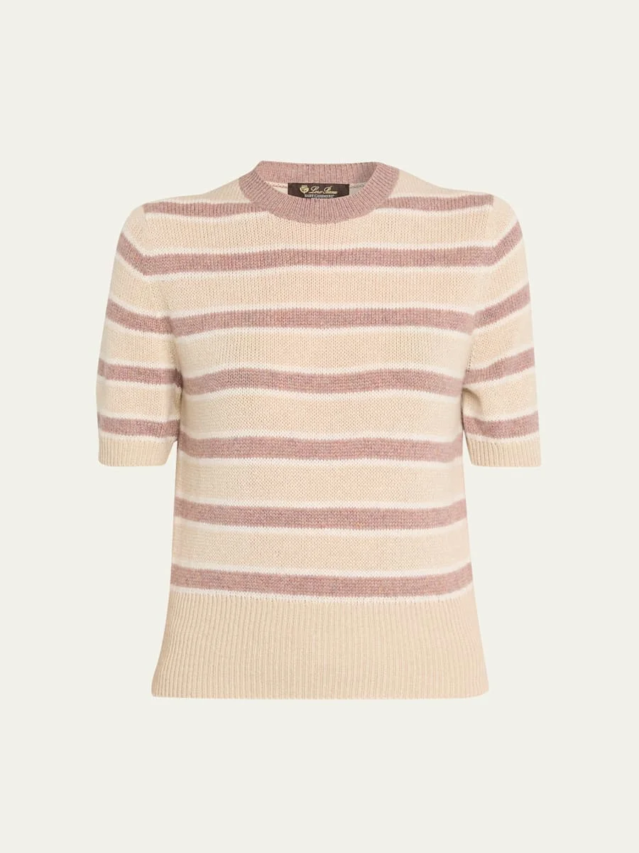 Fobello Cashmere Striped Crewneck Sweater - 1