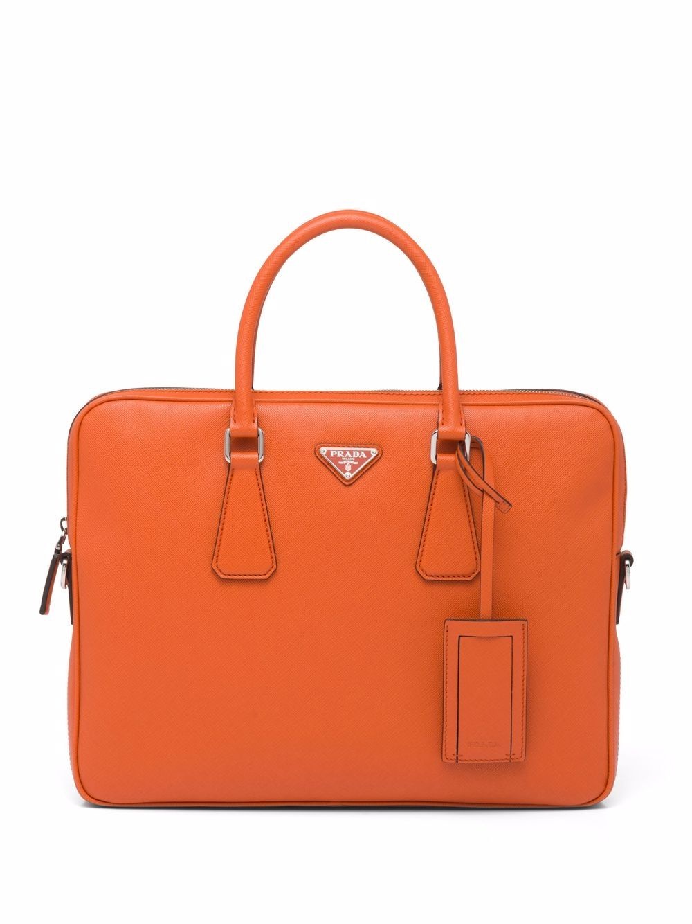 triangle-logo Saffiano leather briefcase - 1