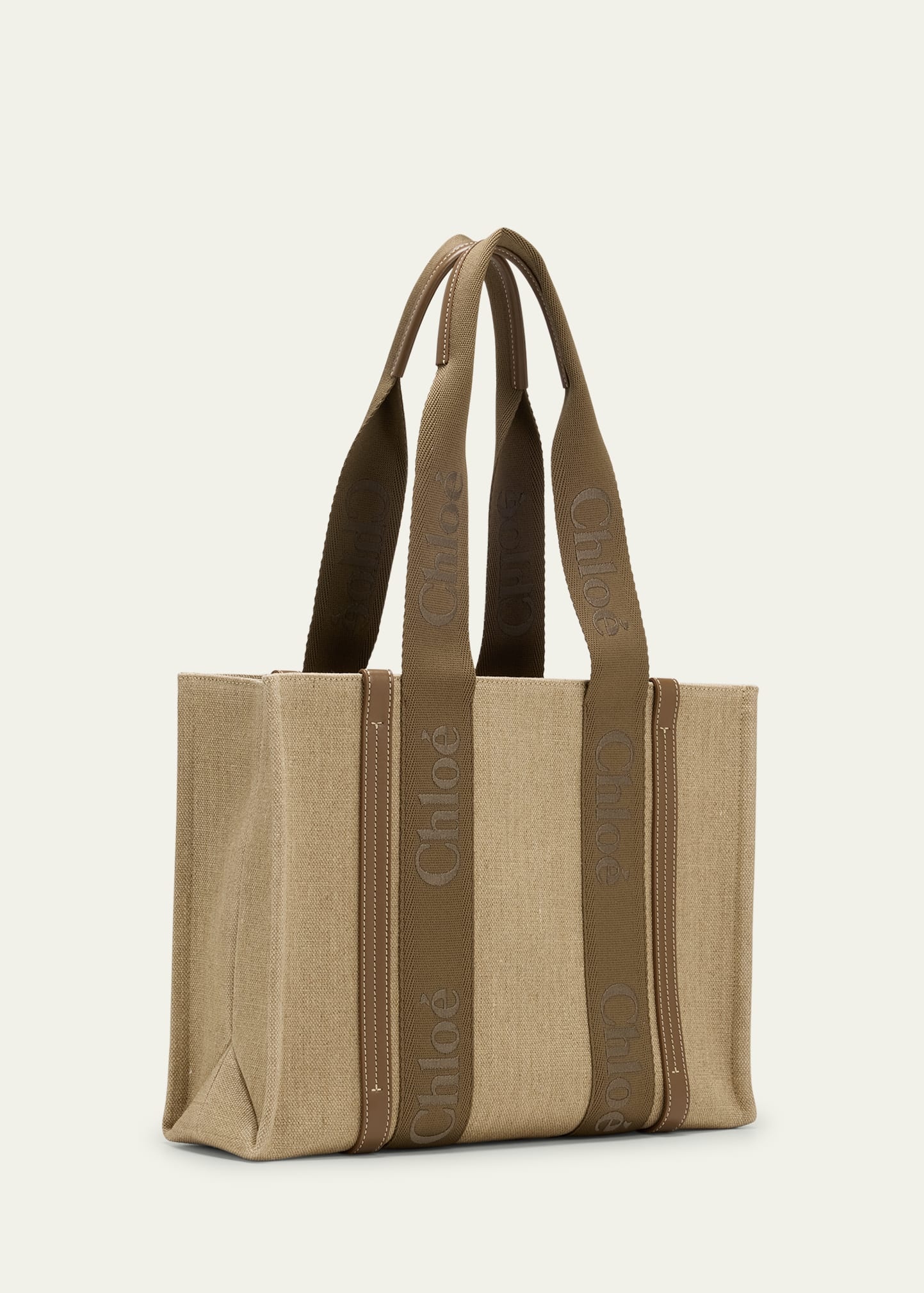 Woody Medium Tote Bag with Logo Webbing in Canvas - 3