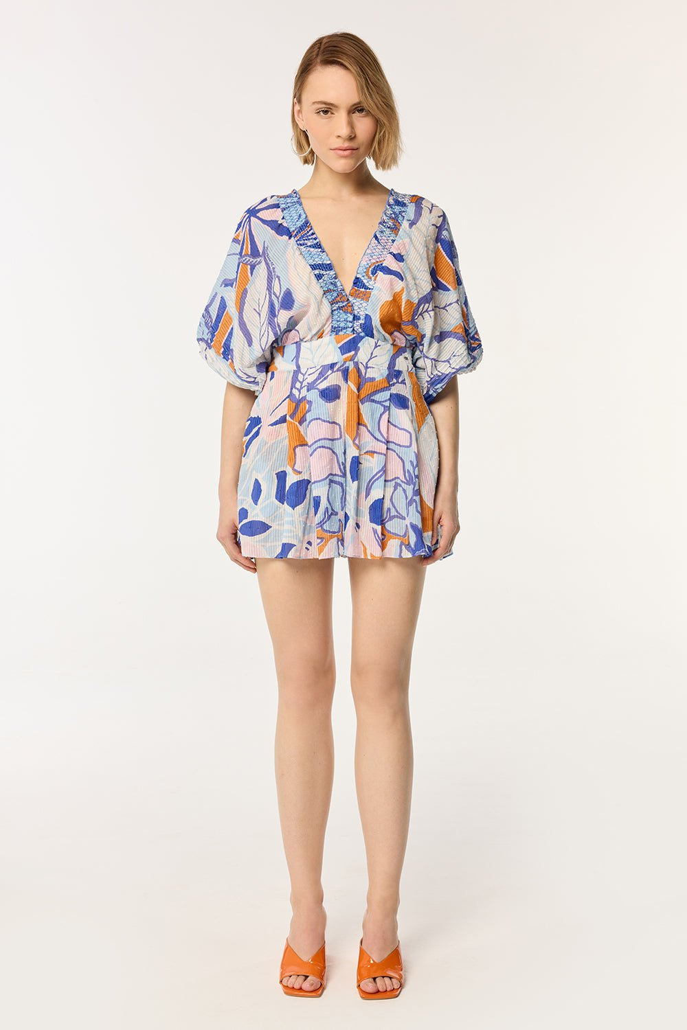 Short Jumpsuit Chantal - Blue Macro Lilium - 2