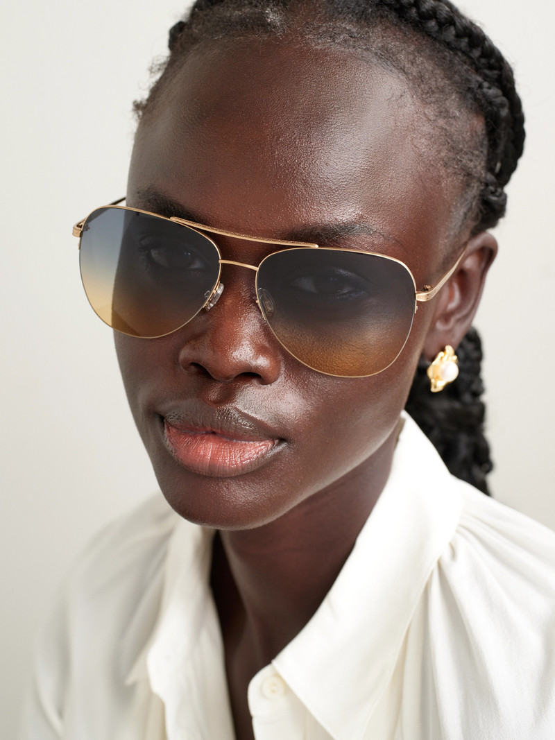 BARTON PERREIRA Chevalier Aviator-style Gold-tone Sunglasses outlook