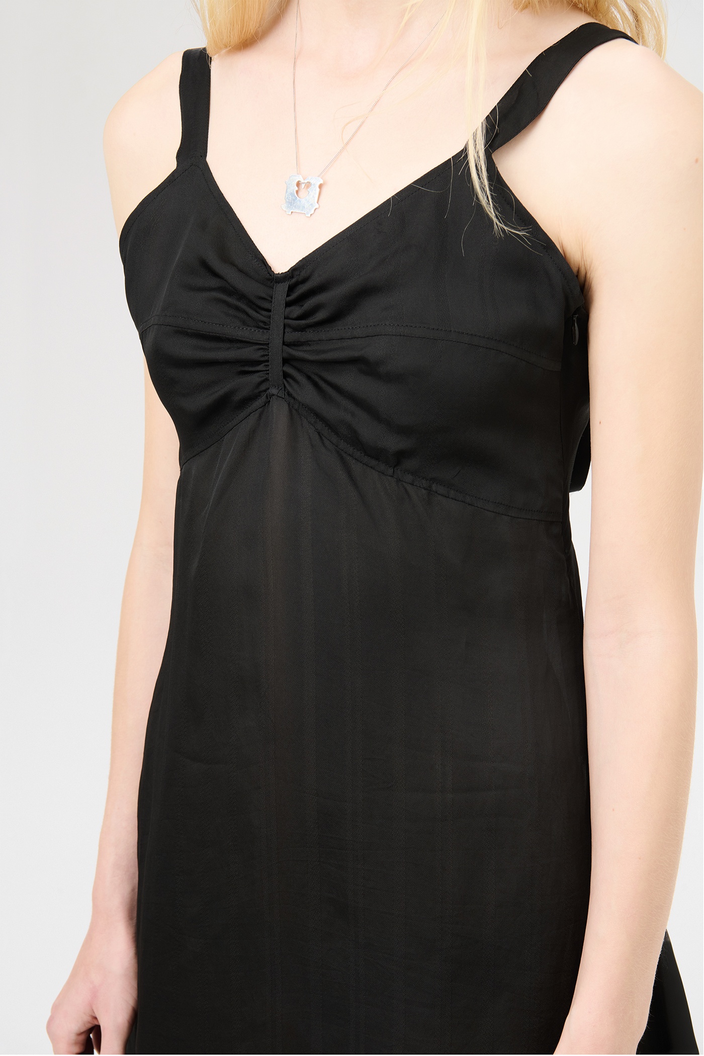 Apron Dress Noir Stripe Sheer Viscose Silk - 4