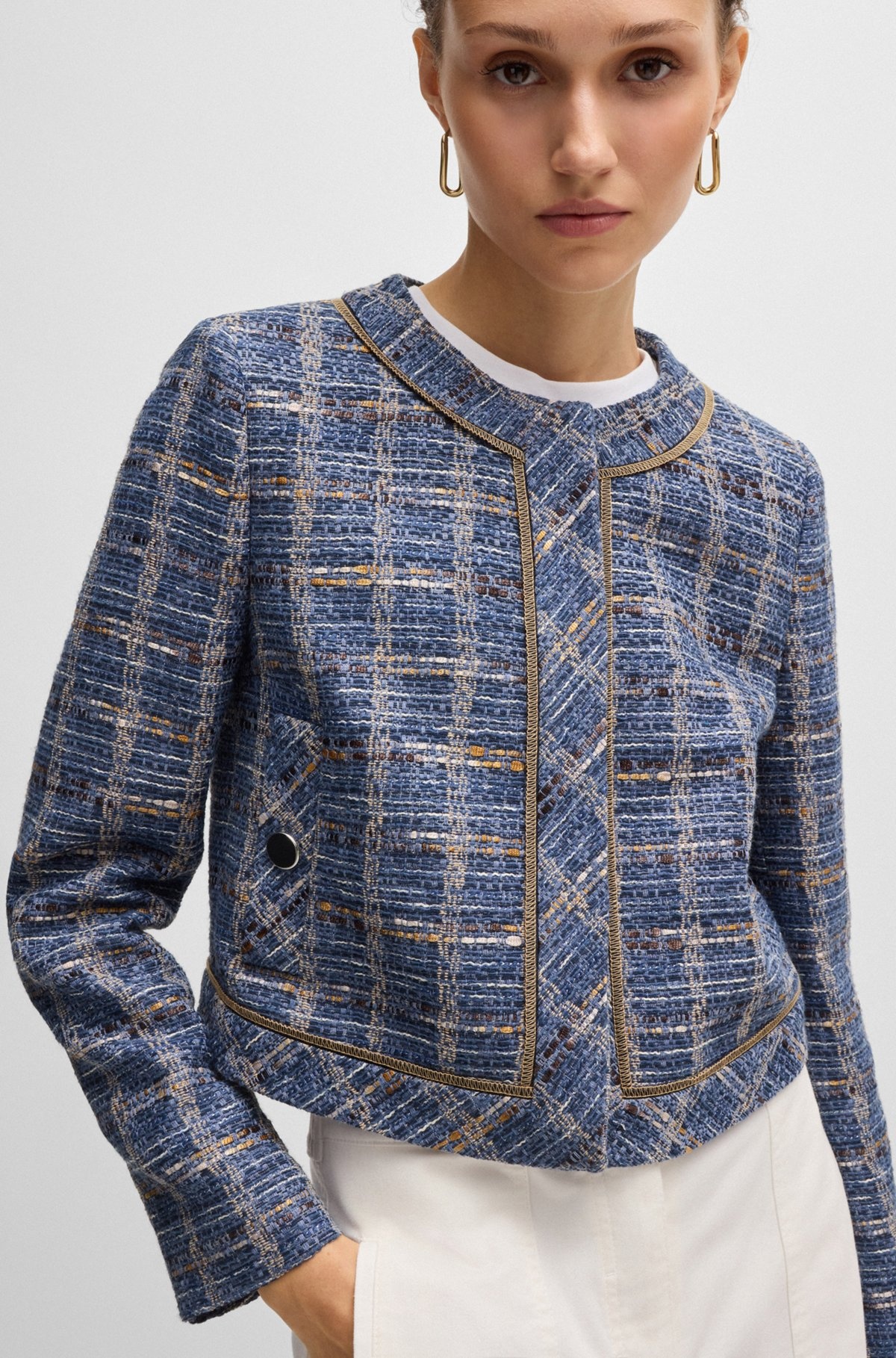 REGULAR-FIT JACKET IN CHECK TWEED - 5