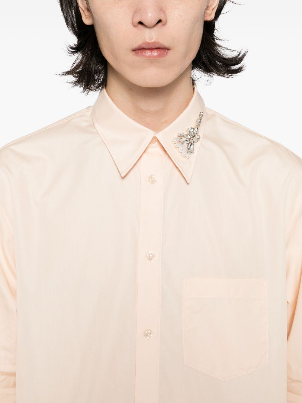 Embellished Flower Classic Shirt - 5
