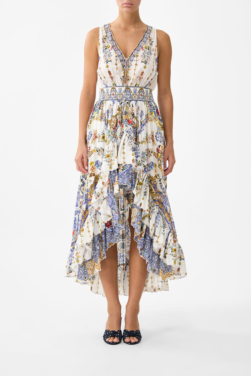 CAMILLA V NECKLINE HIGH LOW DRESS outlook