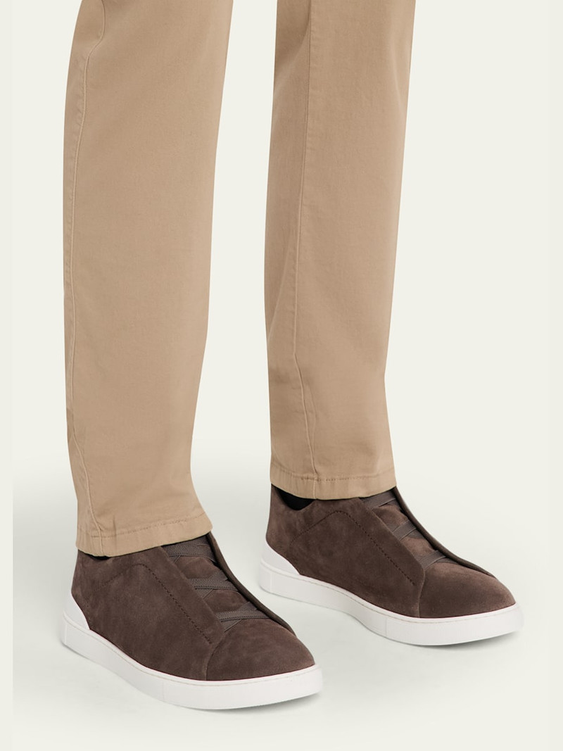 ZEGNA Men's Triple Stitch Suede Sneakers outlook