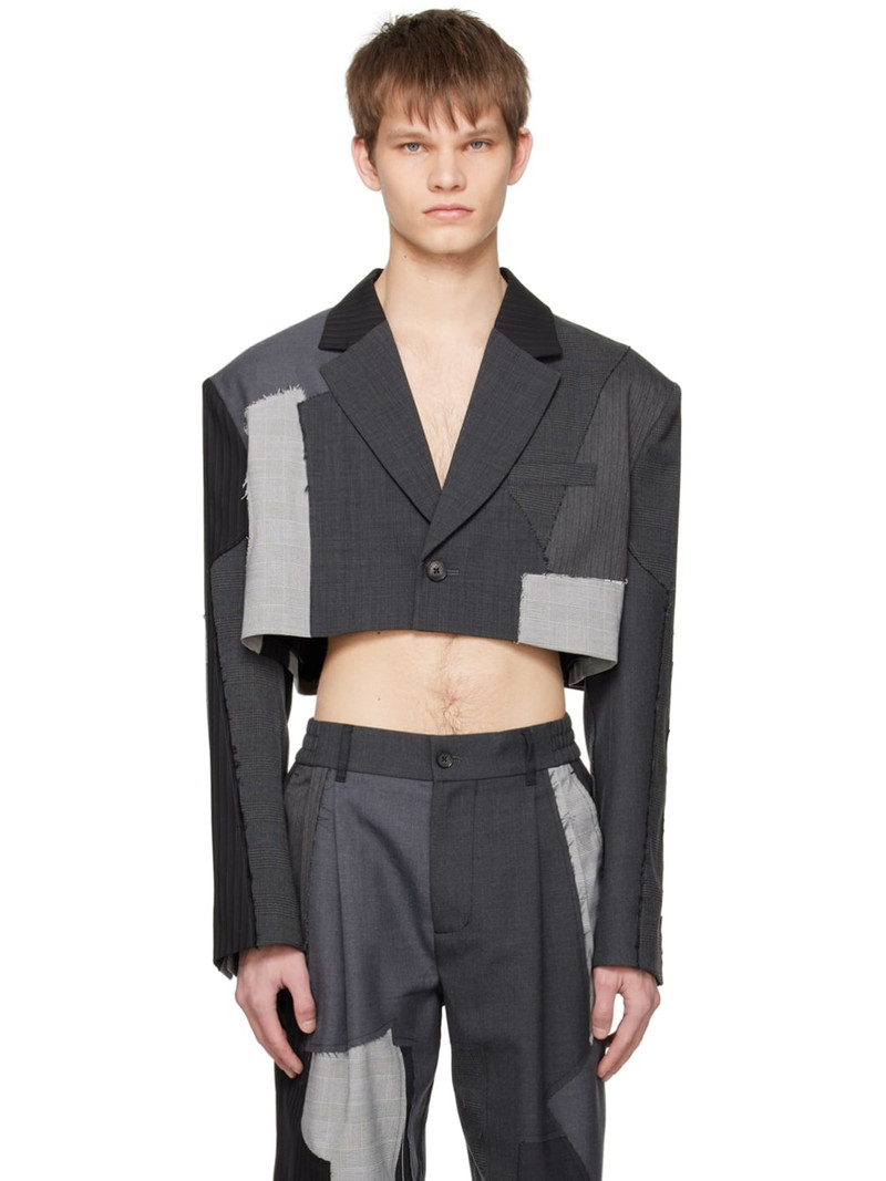 Gray Patchwork Blazer 1